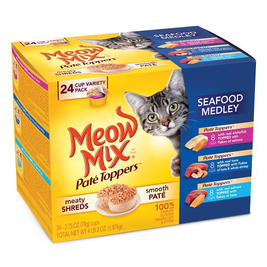 Meow Mix Pate Toppers Seafood Medley Variety Pack