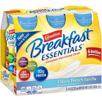 Nestle Carnation Breakfast Essentials Nutritional Drink 6 pk Bottles - French Vanilla, 8 oz