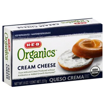 H-E-B Organics Cream Cheese Brick, 8 oz