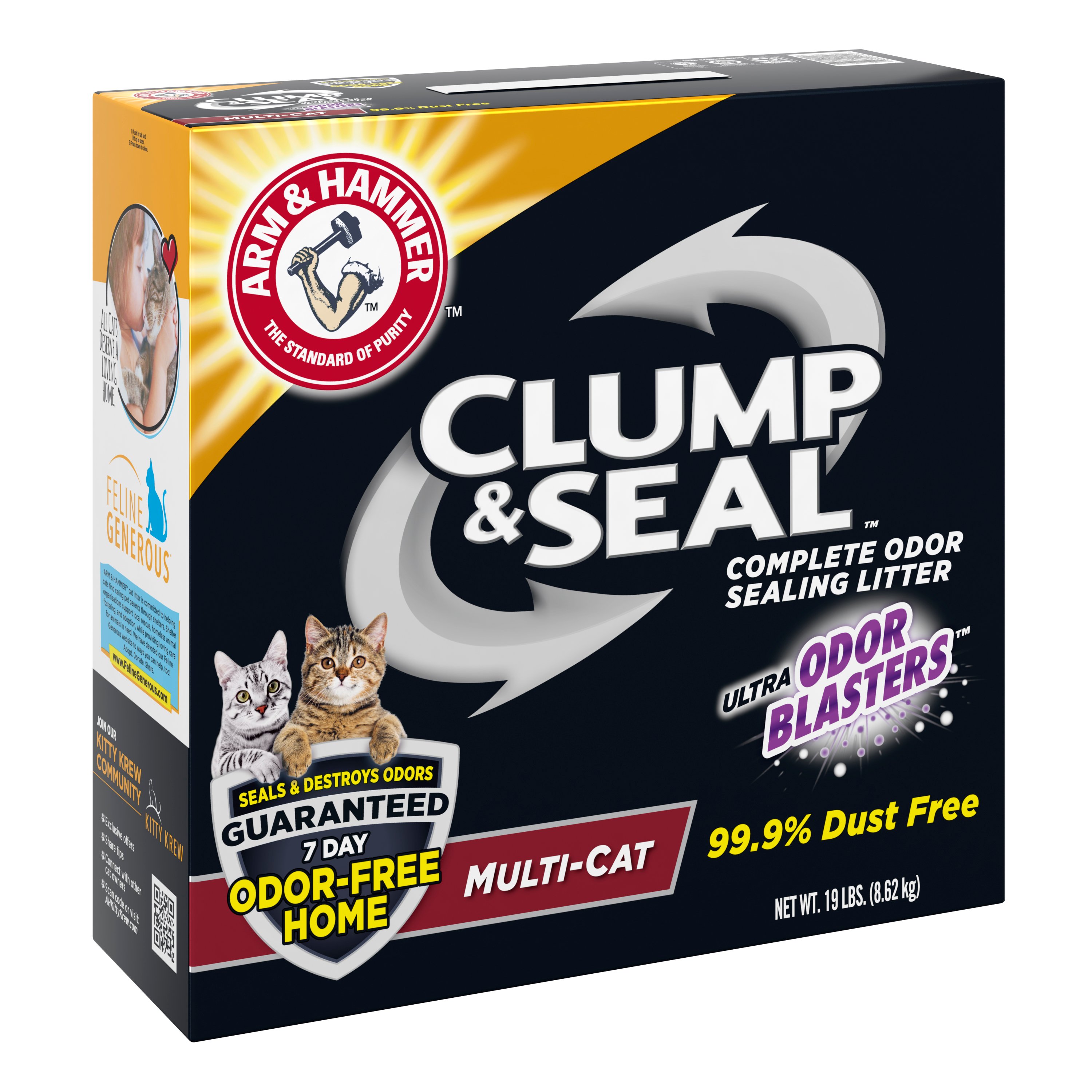 Arm and hammer clump clearance and seal multi cat