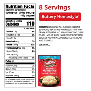 Idahoan Buttery Homestyle Mashed Potatoes Family Size , 8 oz