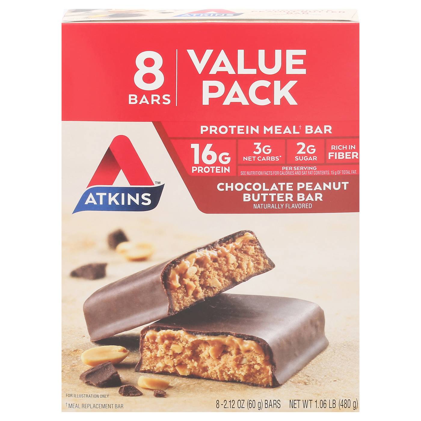 Atkins Advantage Chocolate Peanut Butter Meal Bars; image 1 of 4