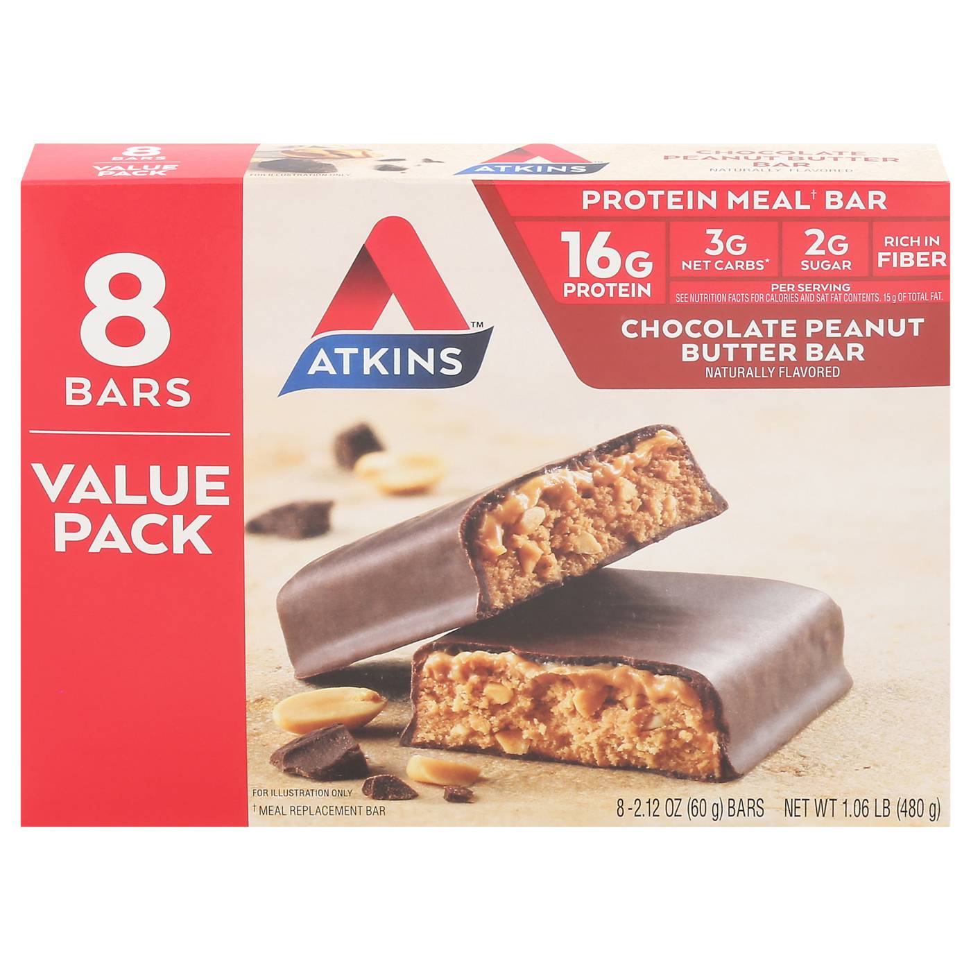 Atkins Advantage Chocolate Peanut Butter Meal Bars; image 3 of 4