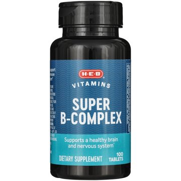 H-E-B Vitamins Super B-Complex Tablets, 100 ct