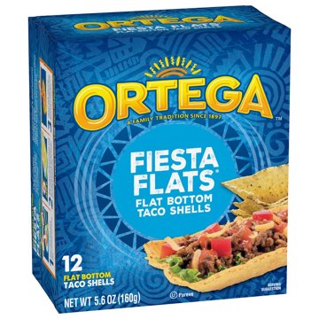 Ortega Fiesta Flats Flat Bottom Taco Shells, 12 ct