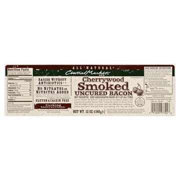 Central Market Natural Cherrywood Smoked Uncured Bacon, 12 oz