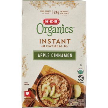 H-E-B Organics Instant Oatmeal - Apple Cinnamon, 8 ct