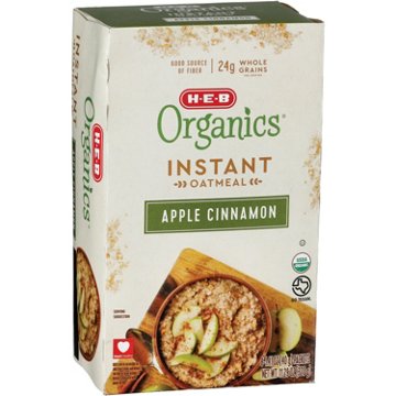 H-E-B Organics Instant Oatmeal - Apple Cinnamon, 8 ct