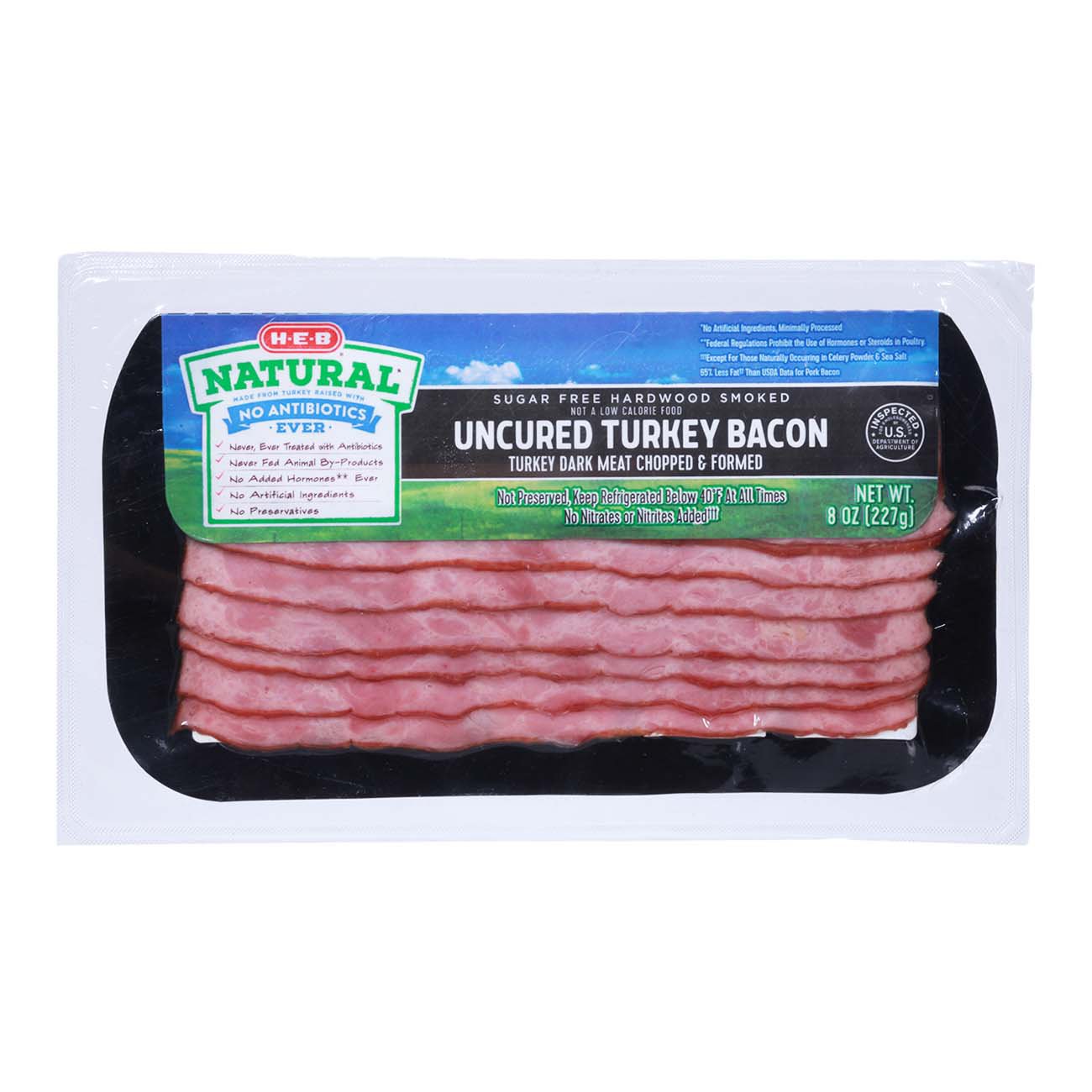 H-E-B Hardwood Smoked Turkey Bacon 12 G, Nutrition