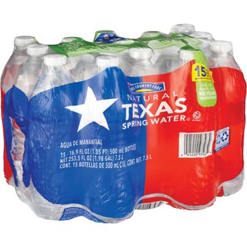 Hill Country Fare Natural Texas Spring Water 15 pk Bottles, 16.9 oz