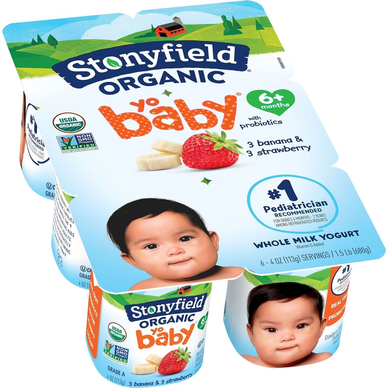 Stonyfield Organic YoBaby Whole Milk Banana & Strawberry Yogurt - Shop 