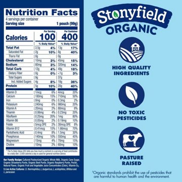 Stonyfield Organic Whole Milk Strawberry Beet Berry Yogurt Pouches