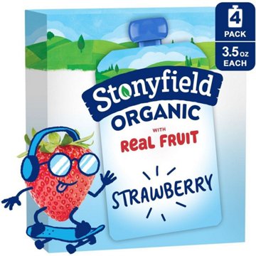 Stonyfield Organic Kids Lowfat Yogurt Pouches - Strawberry