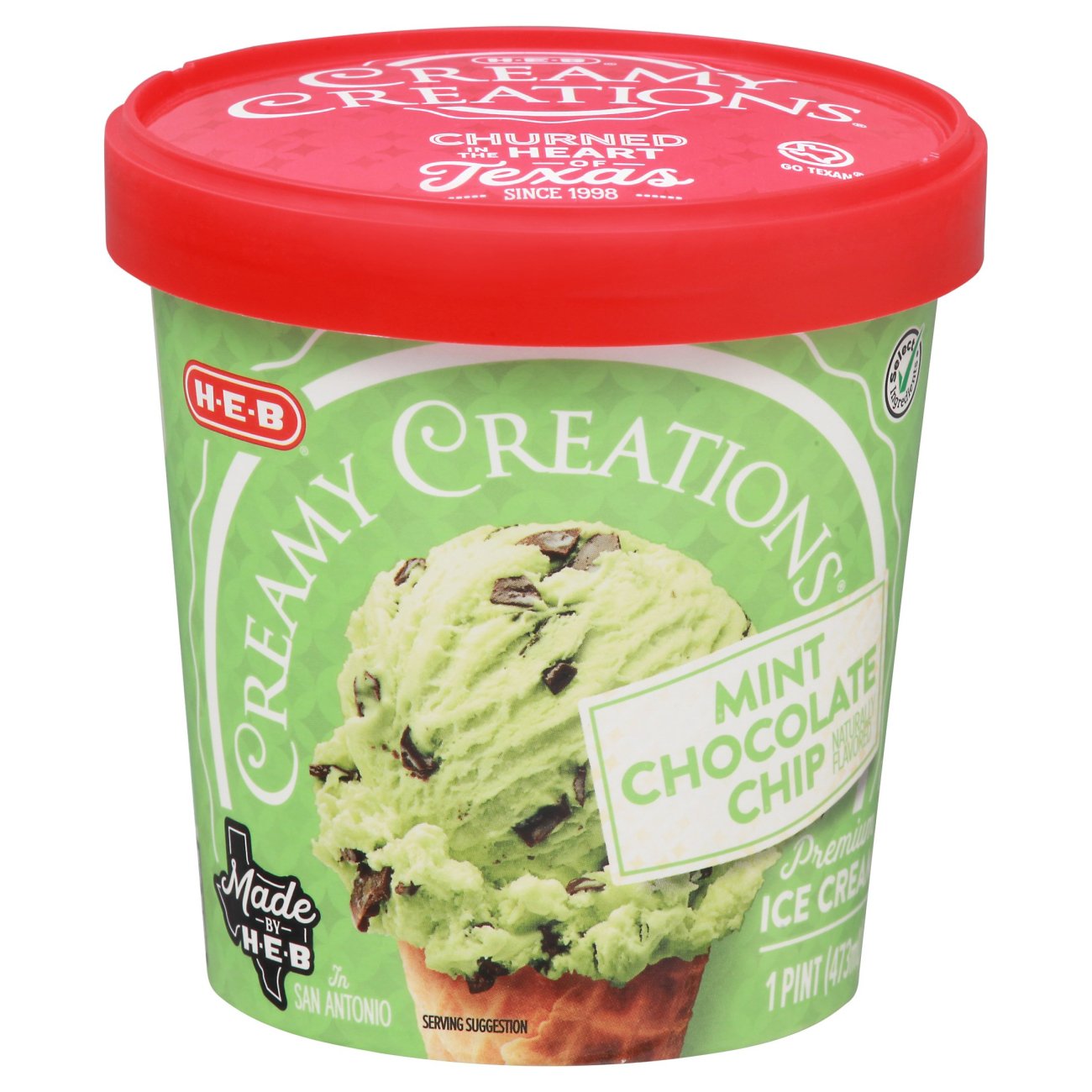 H-E-B Creamy Creations Mint Chocolate Chip Ice Cream - Shop Ice Cream at  H-E-B