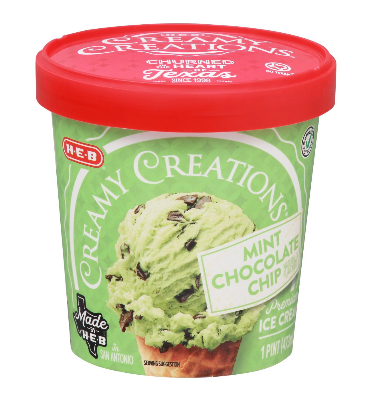 H-E-B Creamy Creations Mint Chocolate Chip Ice Cream