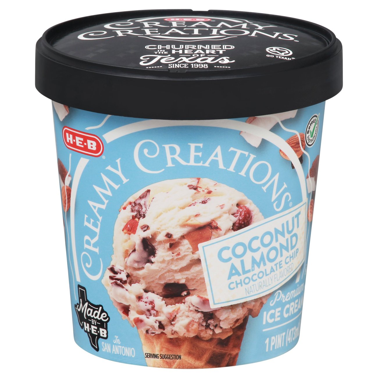 H-E-B Creamy Creations Coconut Almond Chocolate Chip Ice Cream - Shop ...