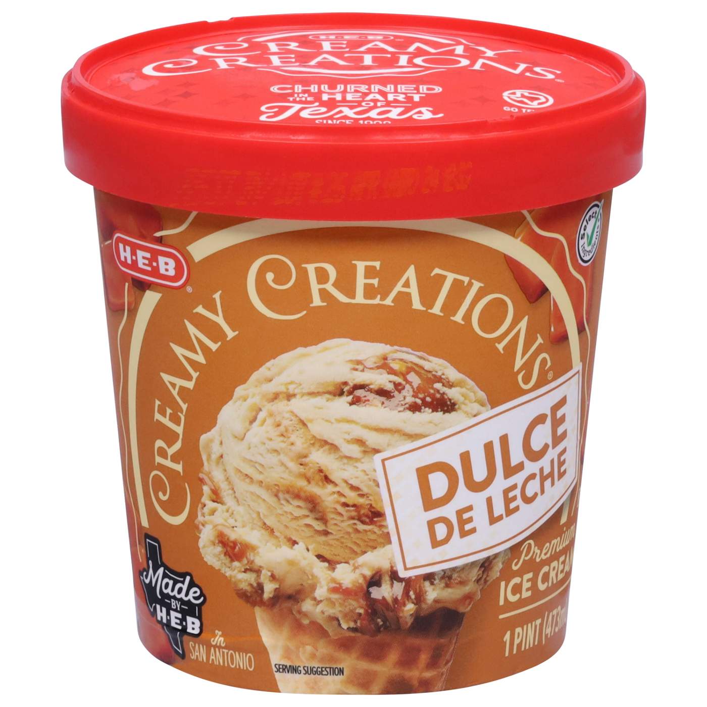 H-E-B Creamy Creations Dulce de Leche Ice Cream; image 1 of 2