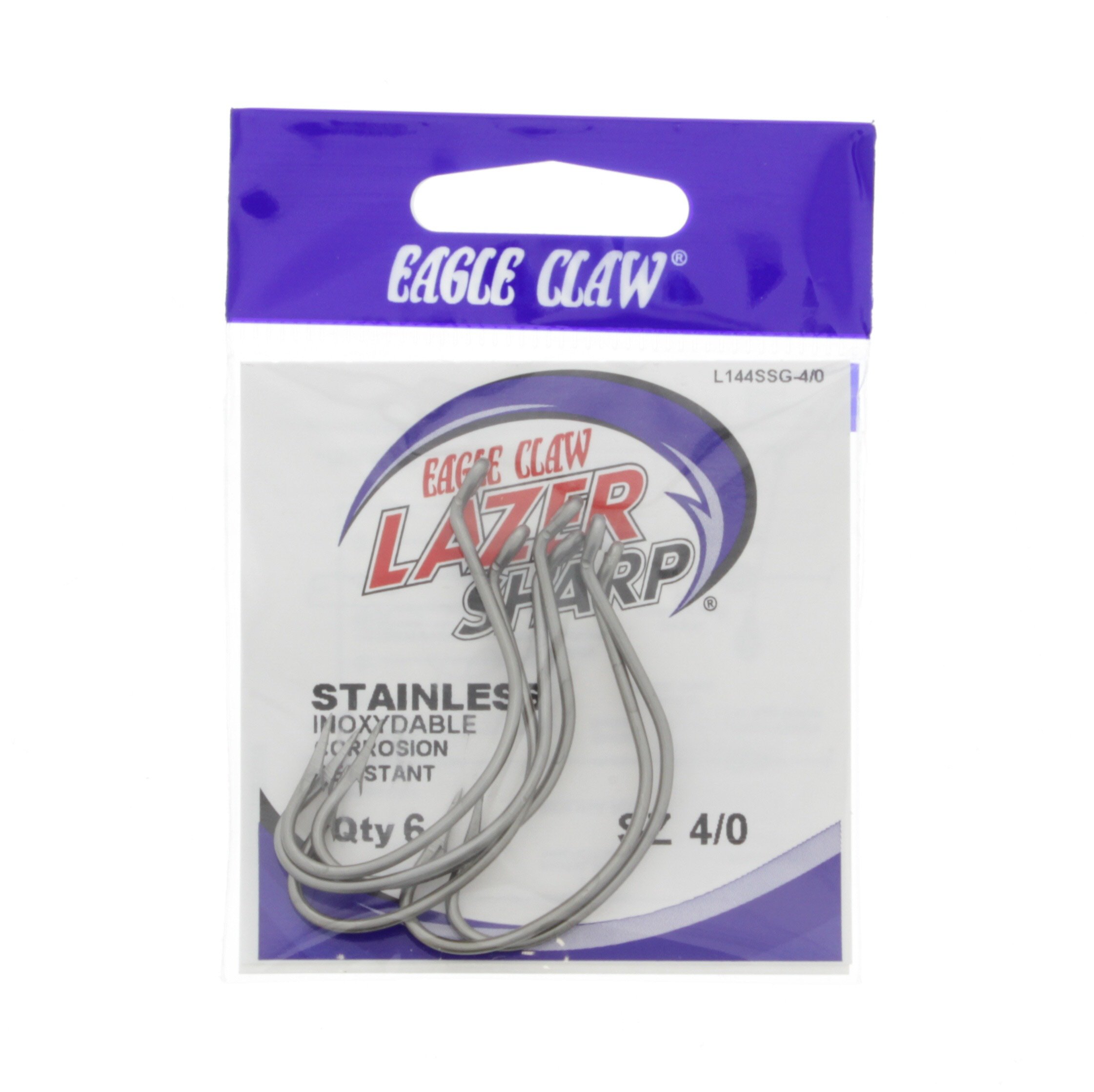 Eagle Claw Lazer Sharp Stainless Hook, Size 4/0