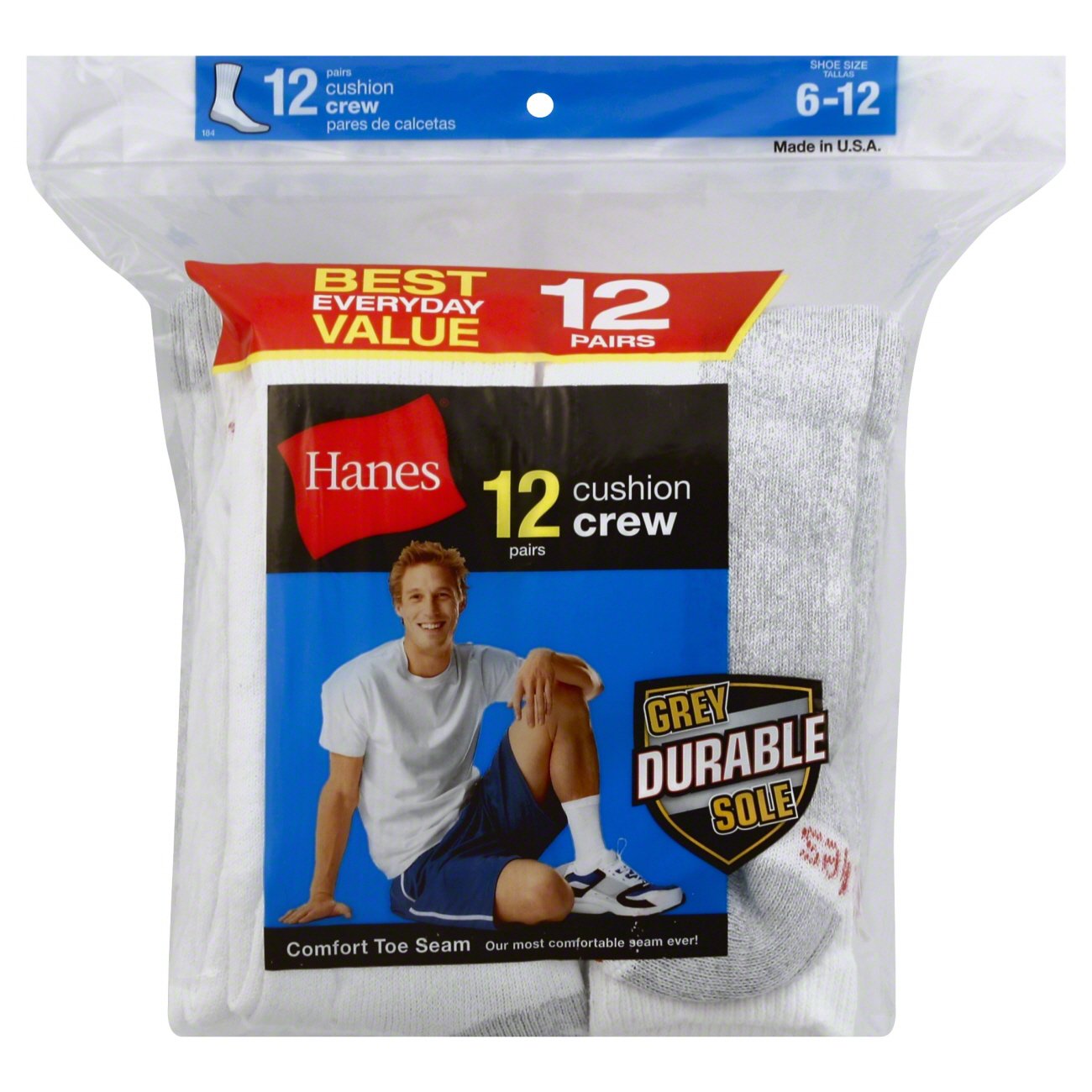 Hanes Mens White Crew Socks 612 Shop Socks & Hose at HEB