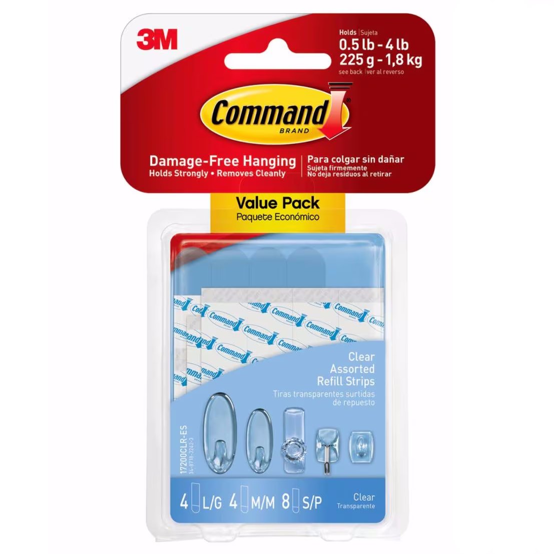 Command Outdoor Clear Strip Refills, Medium and Large, 4 Medium Strips, 2  Large Strips/Pack 
