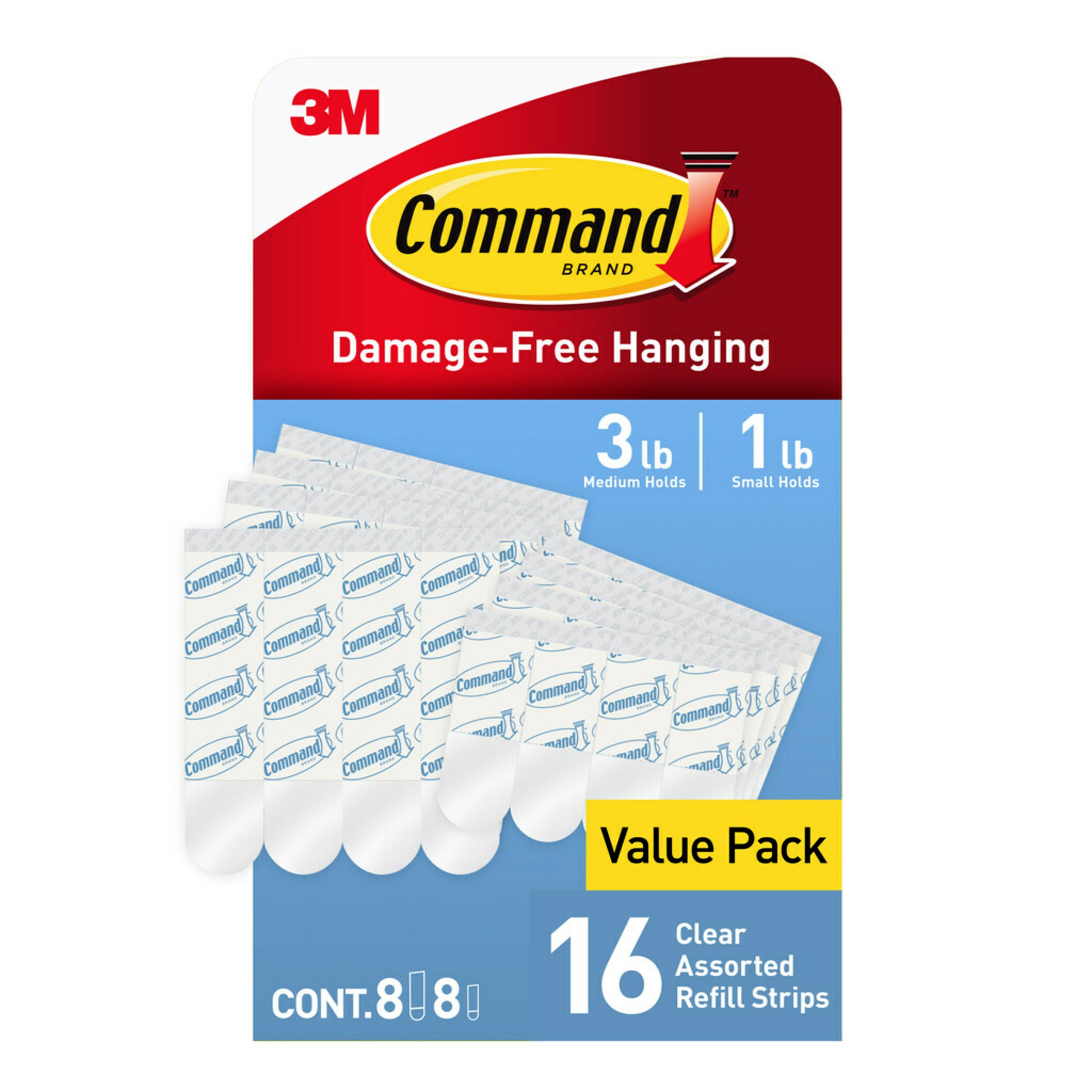 Command™ Utensil Hooks 17067CLR-C, Clear, Small, 3 Hooks/4 Strips