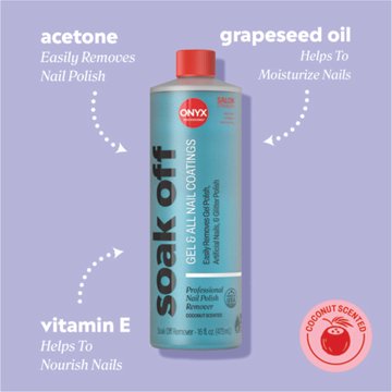Onyx Professional Soak Off Gel & All Nail Coatings Polish Remover, 16 oz