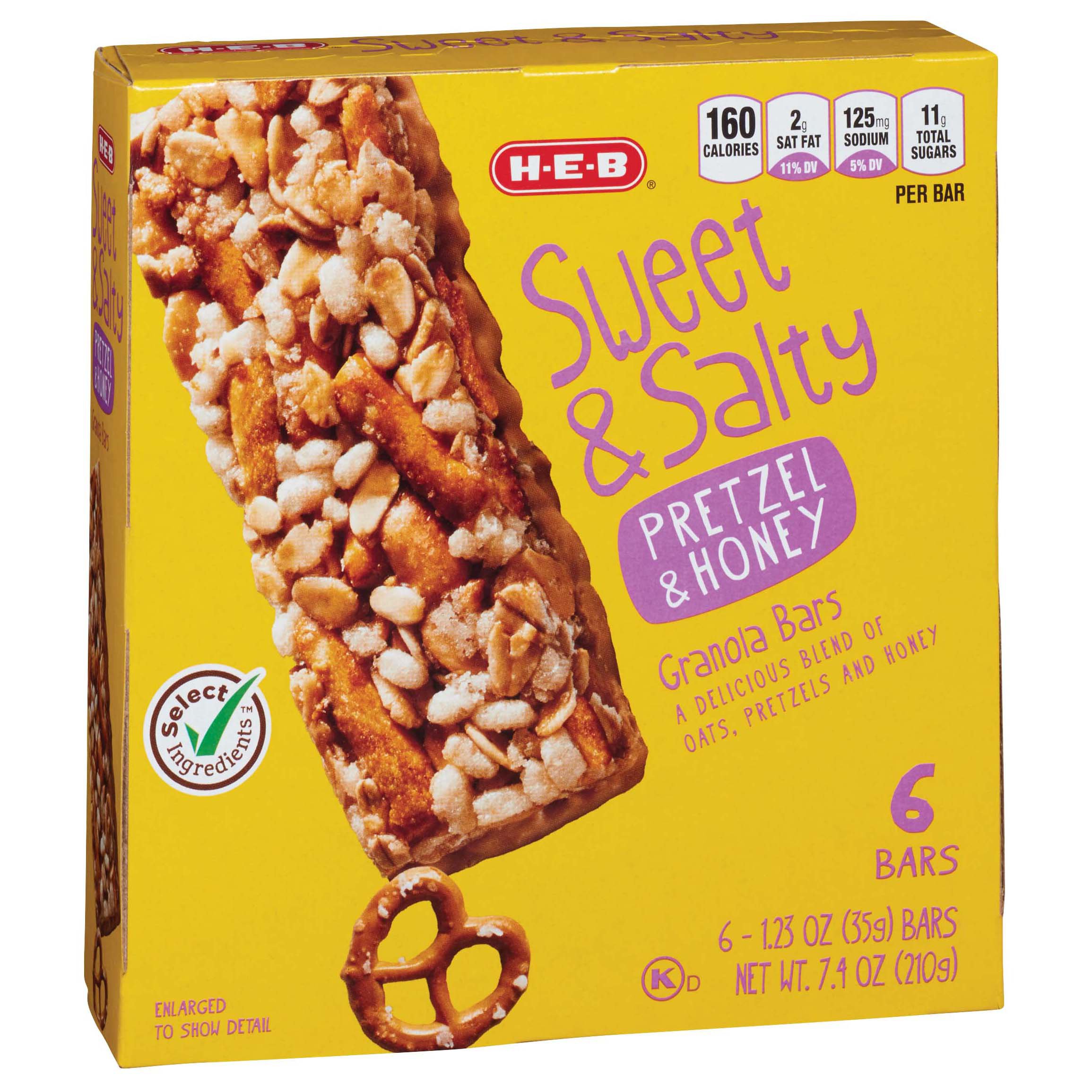 H-E-B Select Ingredients Sweet & Salty Pretzel & Honey Granola Bars ...