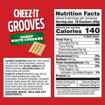 Cheez-It Grooves Sharp White Cheddar Crunchy Cheese Crackers