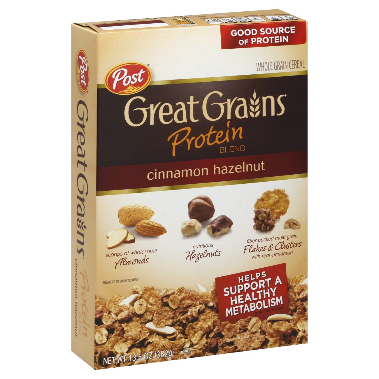 Post Great Grains Protein Blend Cinnamon Hazelnut Whole Grain Cereal