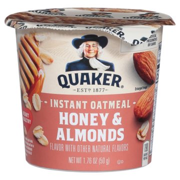 Quaker Instant Oatmeal Cup - Honey & Almonds , 1.76 oz