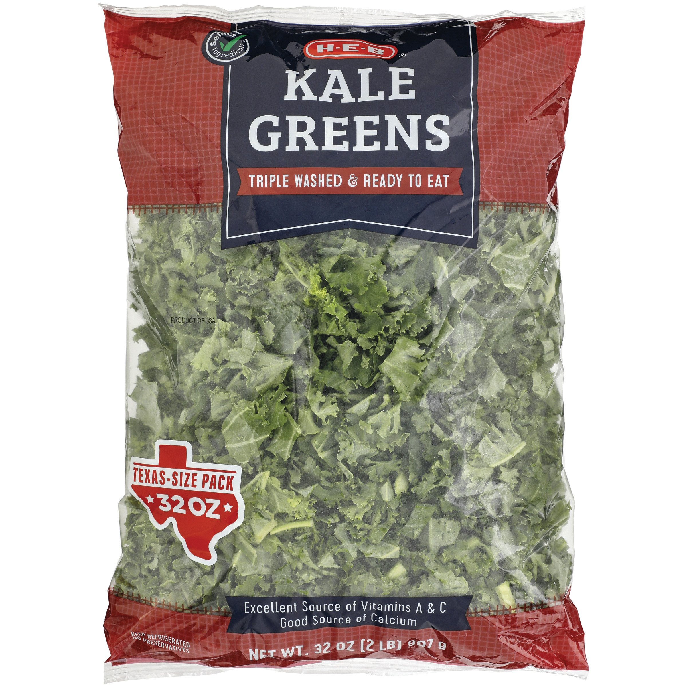 H-E-B Texas Roots Fresh Kale Greens - Texas-Size Pack, 32 oz