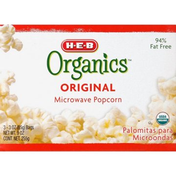 H-E-B Organics Original Microwave Popcorn, 3 ct