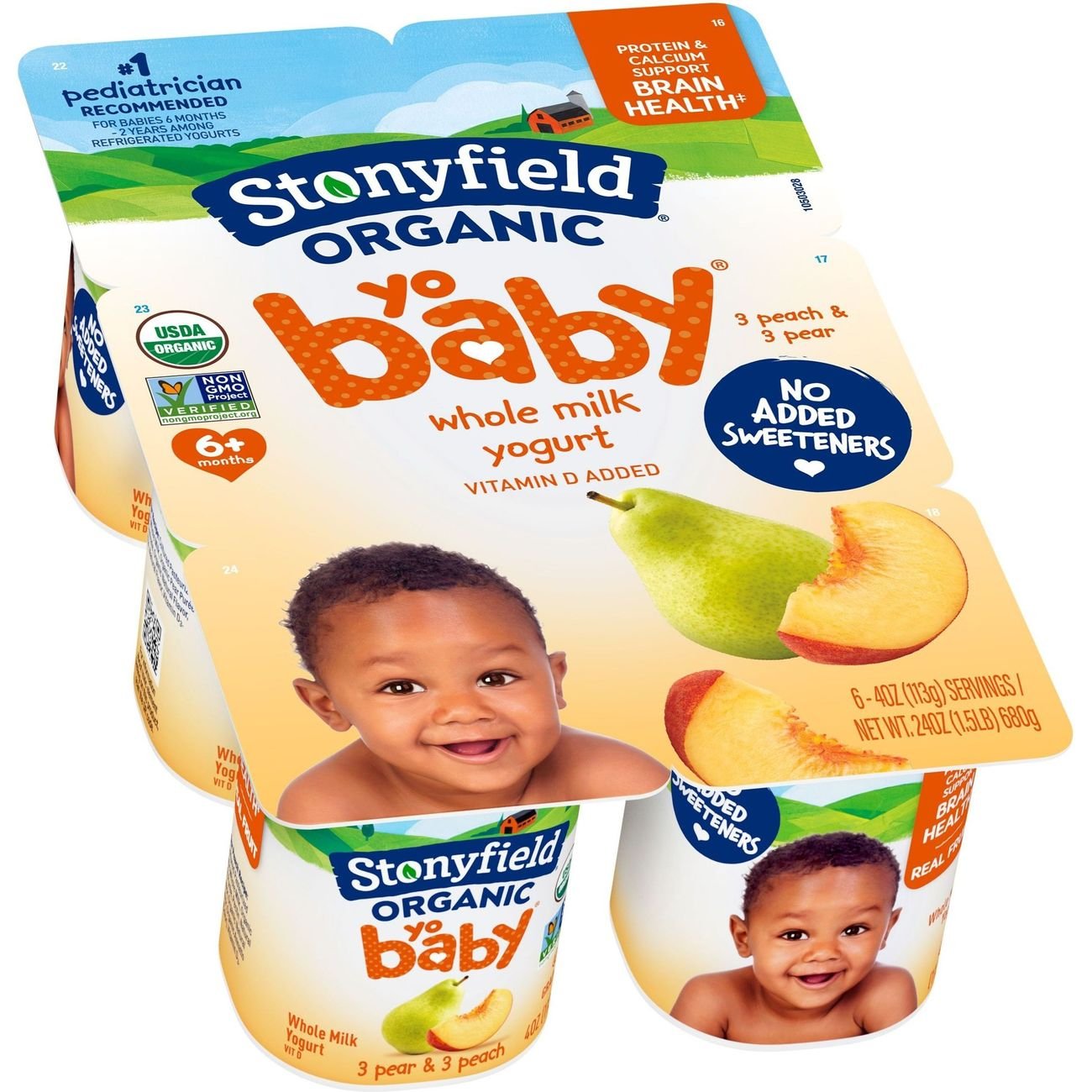 Stonyfield Organic YoBaby Whole Milk Yogurt Peach & Pear Shop