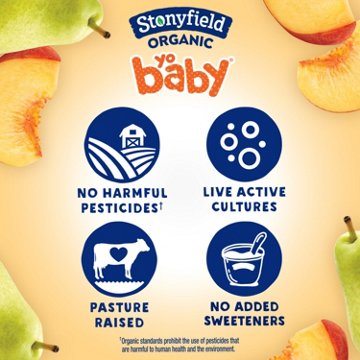 Stonyfield Organic YoBaby Whole Milk Yogurt - Peach & Pear