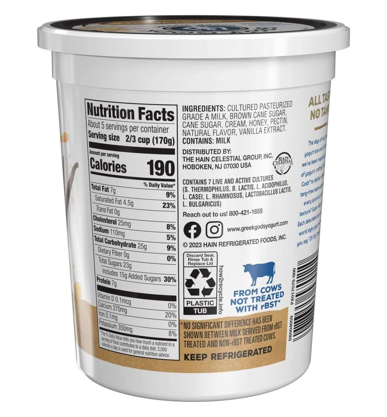 The Greek Gods Honey Vanilla Greek Yogurt; image 3 of 4