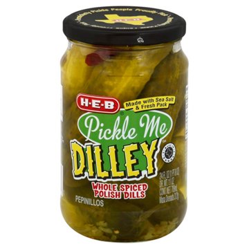 H-E-B Pickle Me Dilly Whole Spiced Polish Dill Pickles, 24 oz