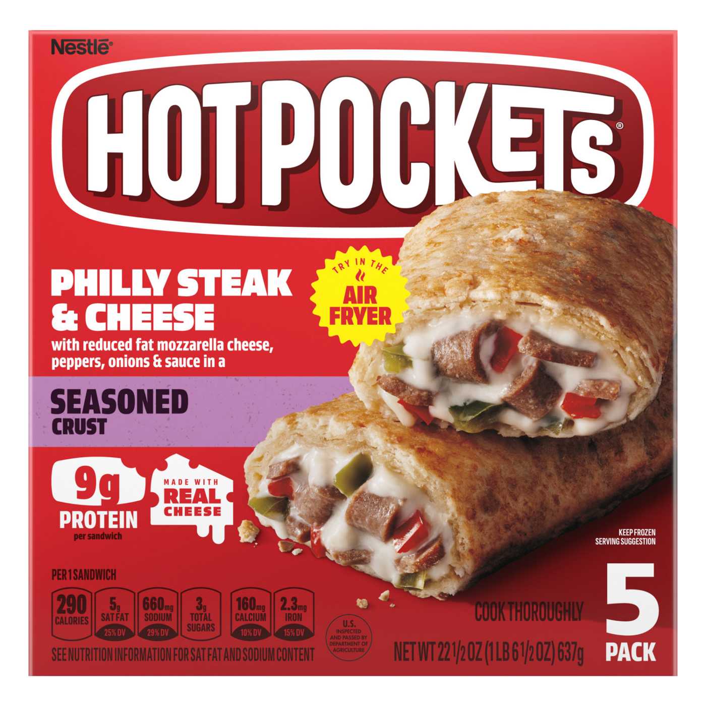 Hot Pockets Philly Steak & Cheese Frozen Sandwiches - Seasoned Crust; image 1 of 7