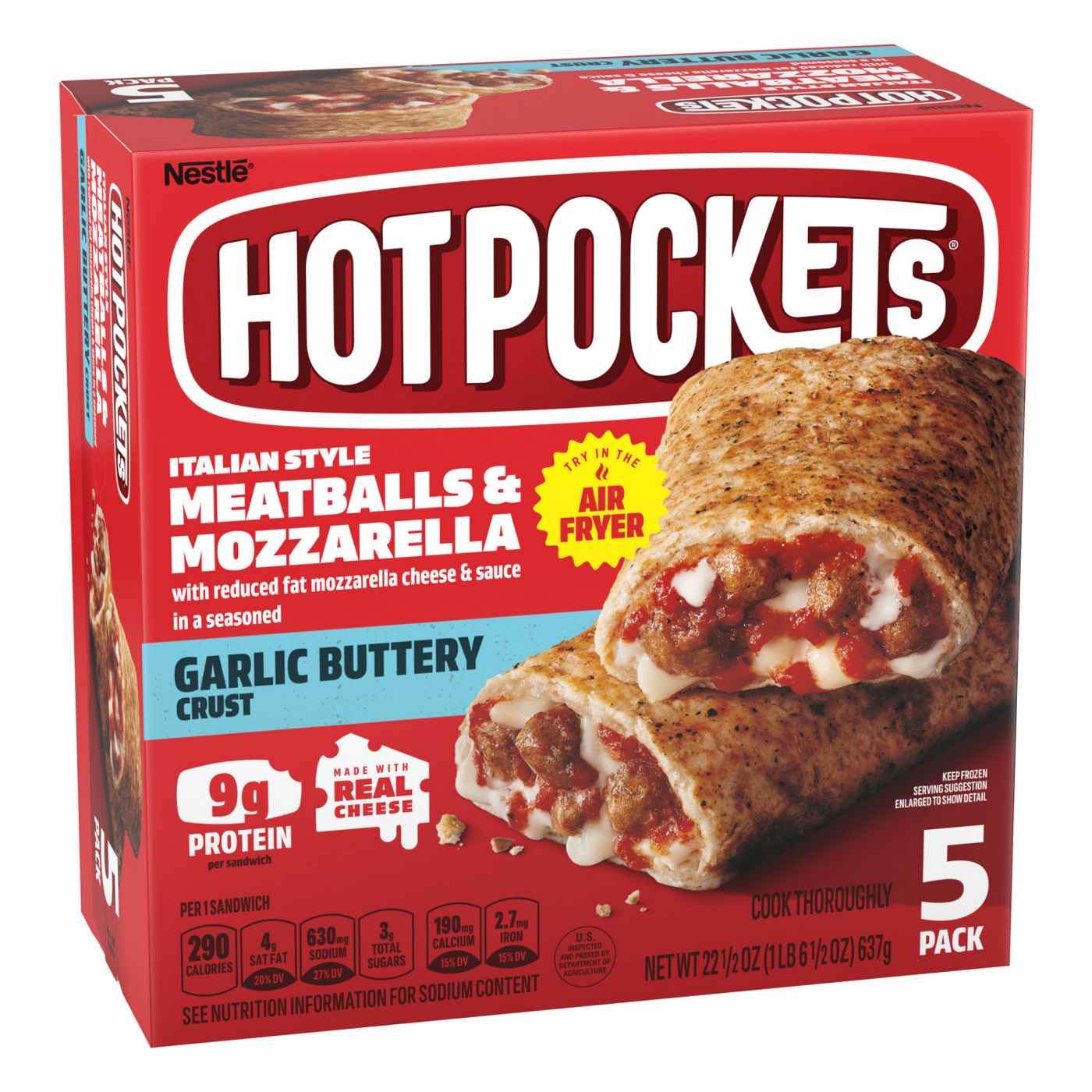 Hot Pockets Italian-Style Meatballs & Mozzarella Frozen Sandwiches - Garlic Buttery Crust; image 3 of 8