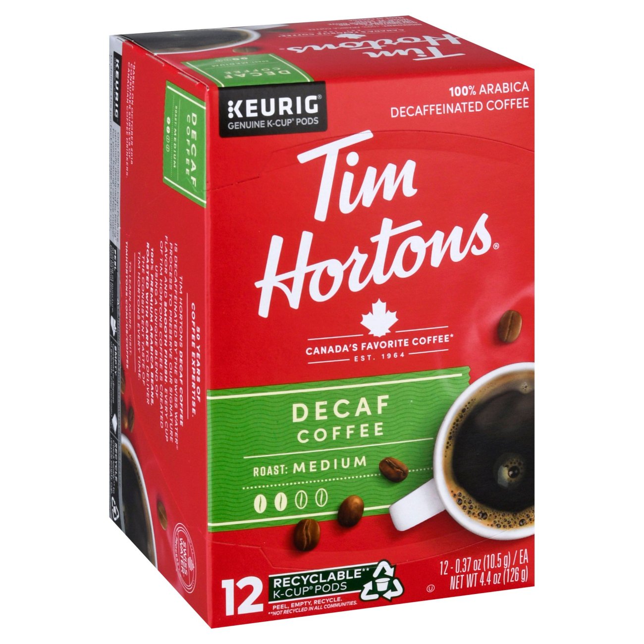  Tim Hortons Decaf, Medium Roast Coffee, Single-Serve K