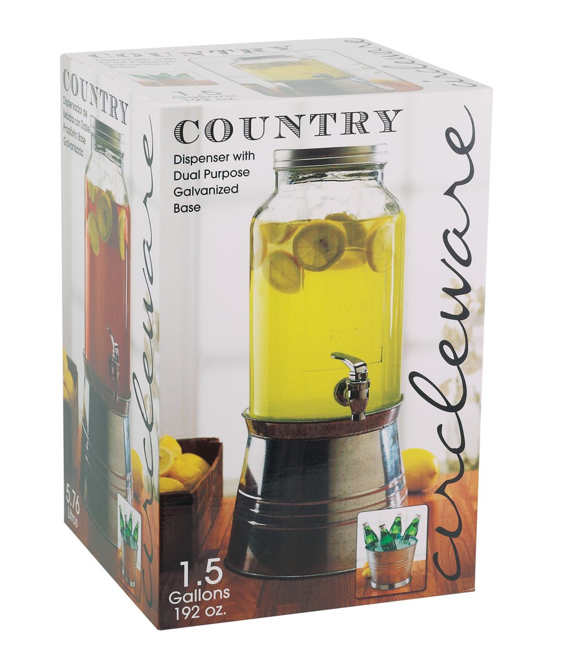 Circleware Country Beverage Dispenser With Dual Purpose Galvanized Base ...