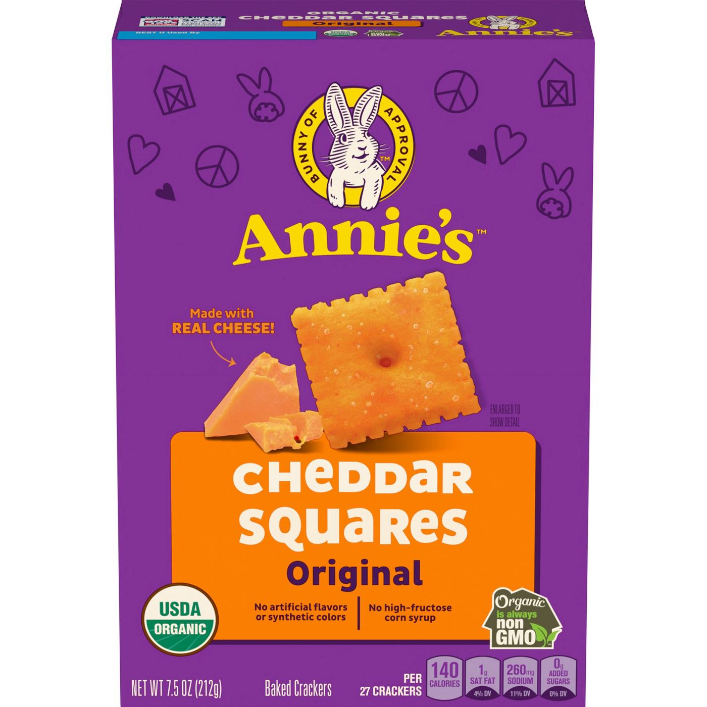 Annie's Cheddar Squares Baked Crackers; image 1 of 4