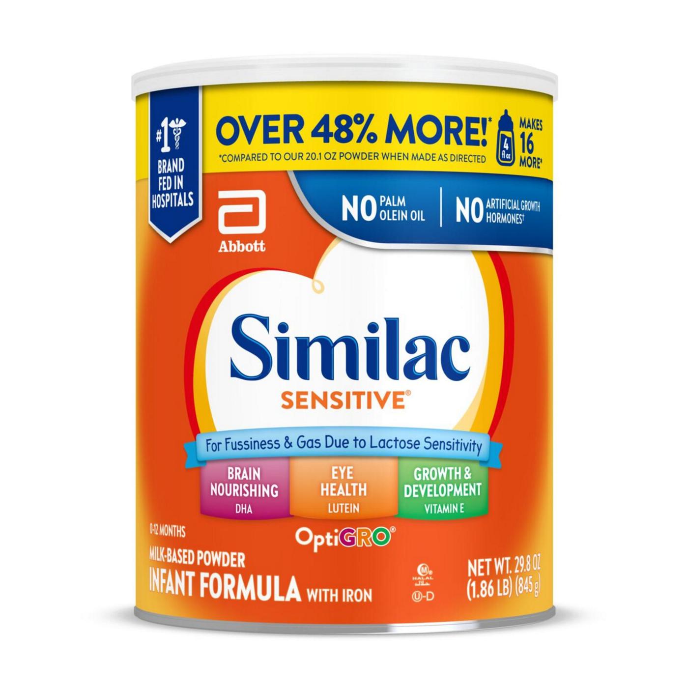 Similac Sensitive For Fussiness and Gas Infant Formula with Iron Powder; image 1 of 2