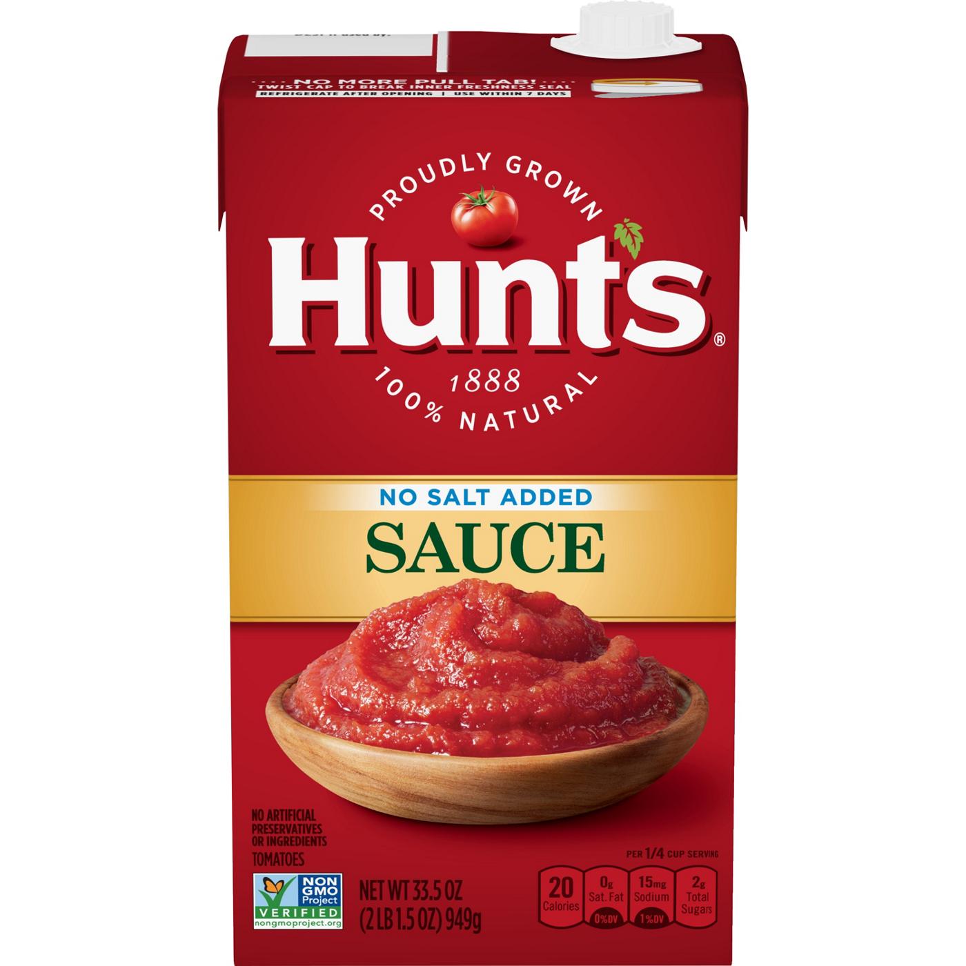Hunt's Tomato Sauce No Salt Added; image 1 of 4