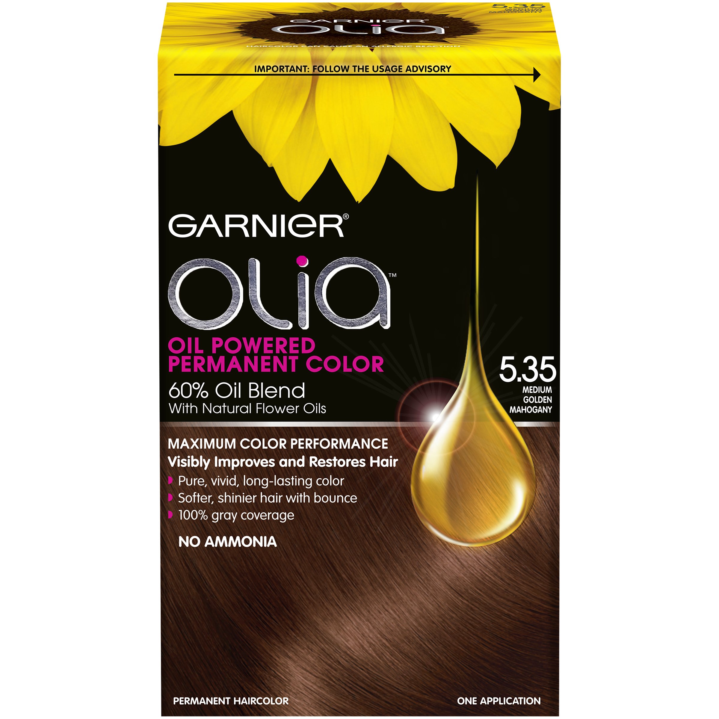 Garnier Olia Oil Powered Hair Color 5.35 Medium Golden ...