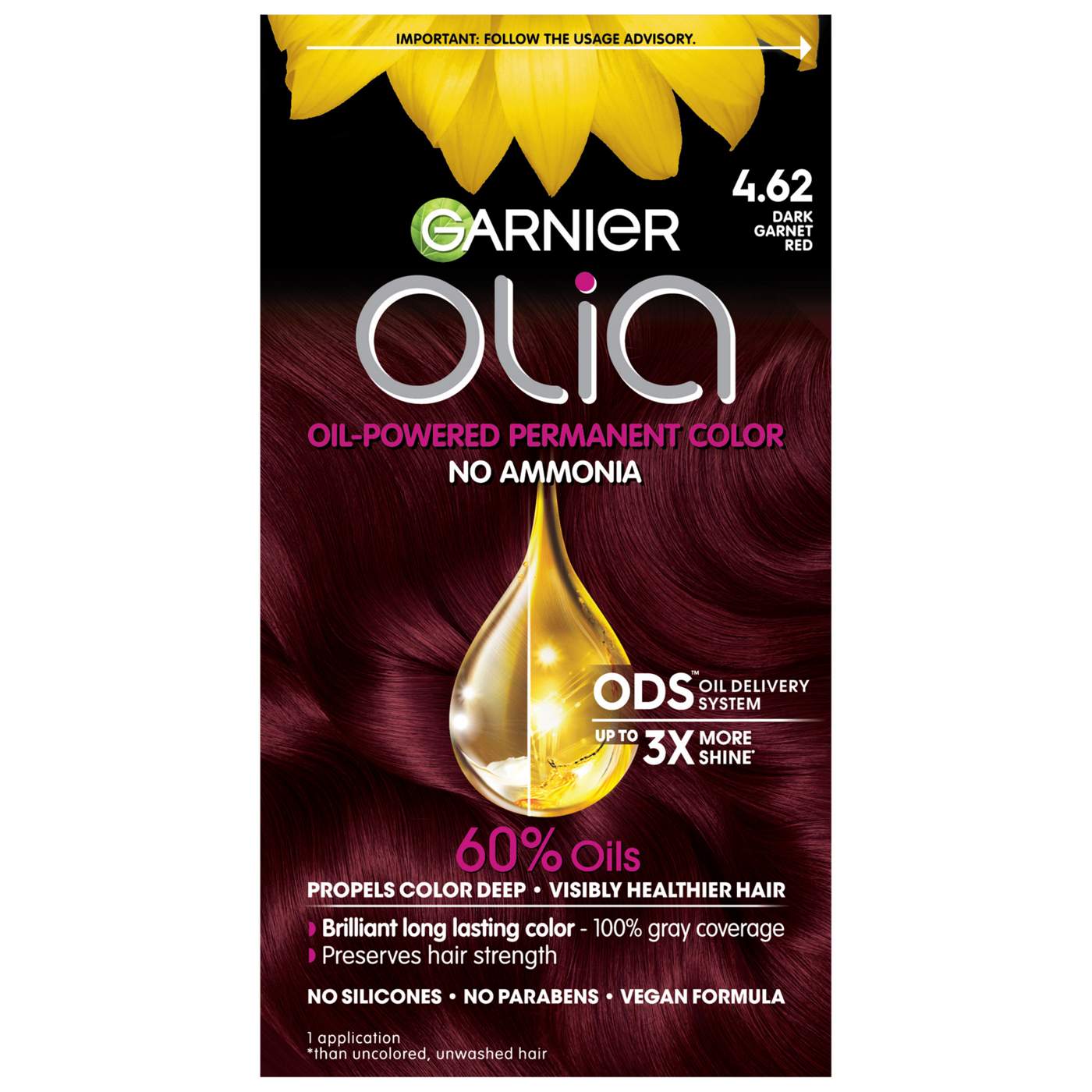 Garnier Olia Oil Powered Ammonia Free Permanent Hair Color 4.62 Dark Garnet Red; image 1 of 11