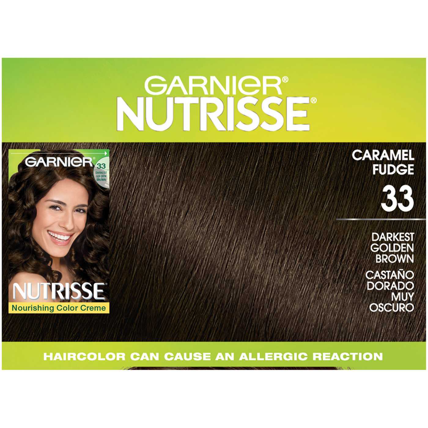 Garnier Nutrisse Nourishing Hair Color Creme - Caramel Fudge 33 Darkest Golden Brown; image 4 of 9