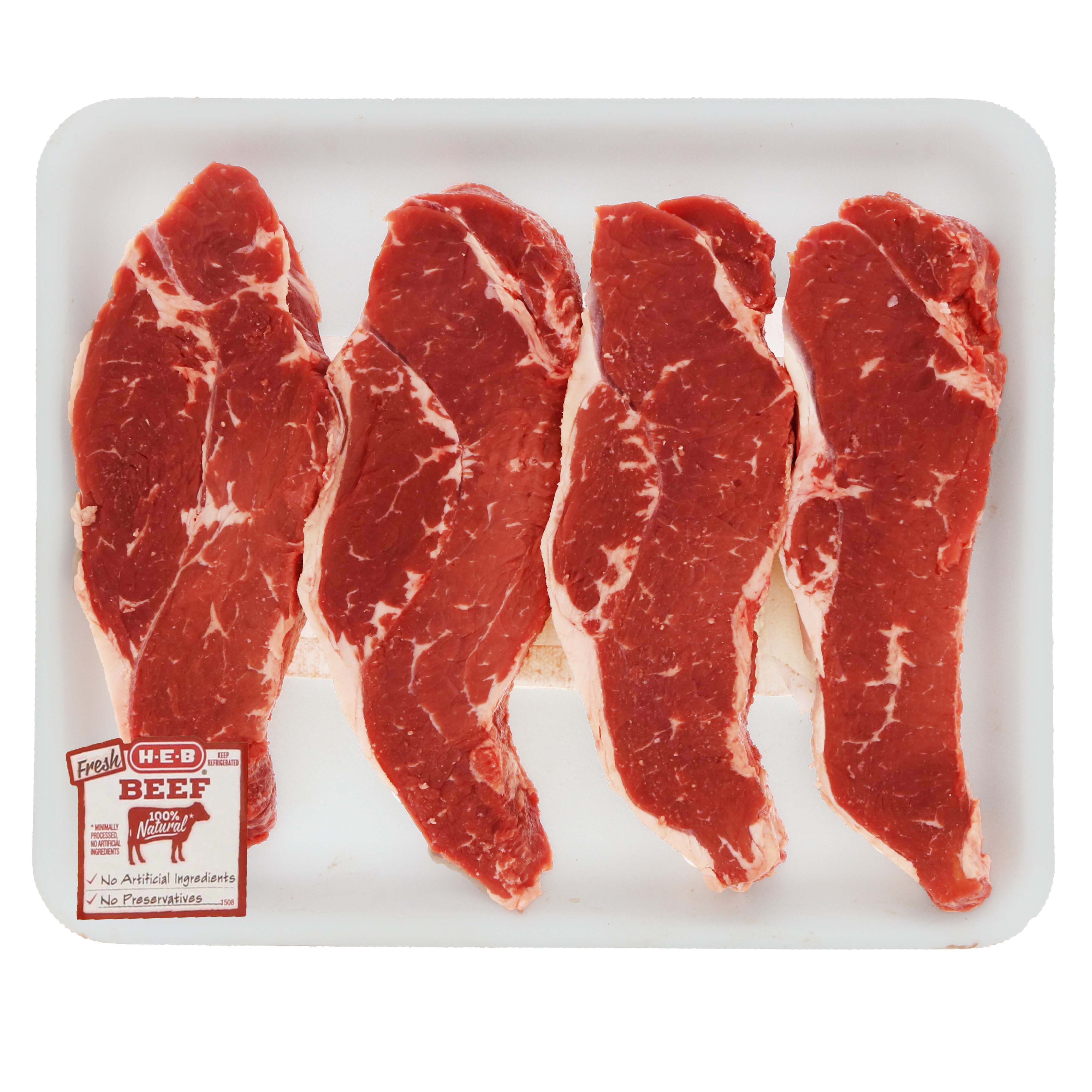 H-E-B Beef New York Strip Steak First Cut Boneless Value Pack USDA ...