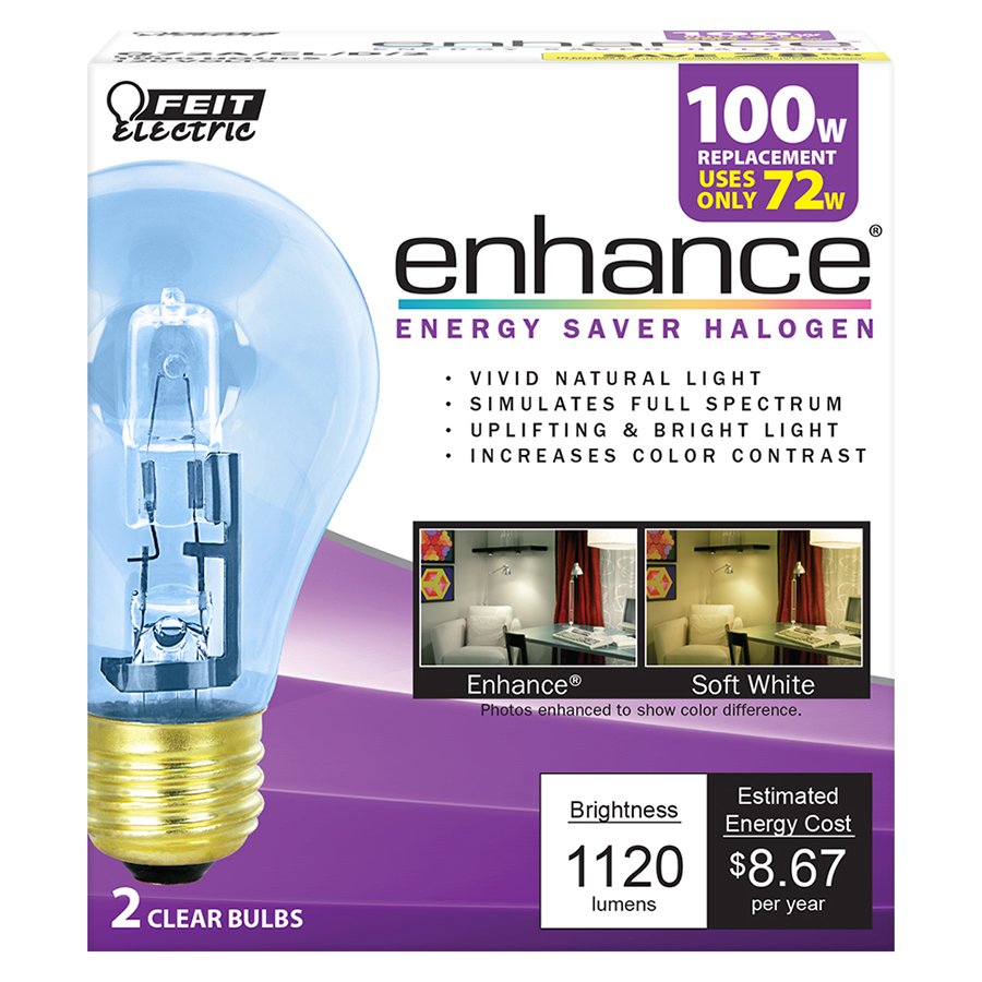 Feit Electric Enhance A19 100-Watt Soft White Halogen Light Bulbs ...