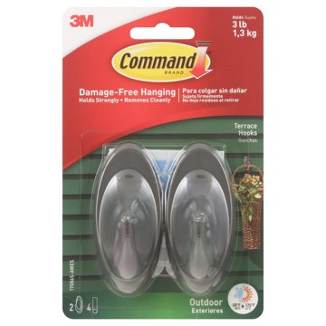 Command Medium Outdoor Terrace Hooks - Slate, 2 pk