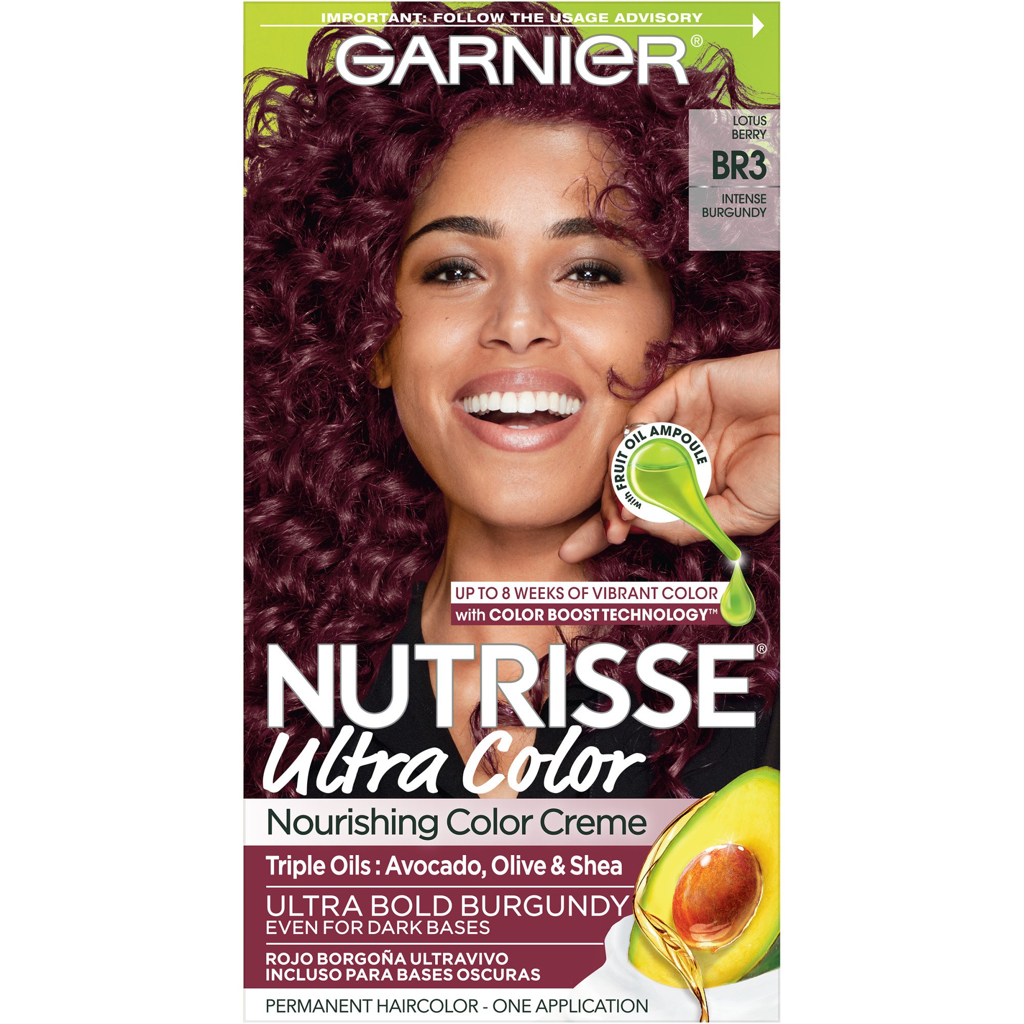 Garnier Nutrisse Ultra Color Nourishing Bold Permanent Hair Color Creme Br3 Intense Burgundy 8336